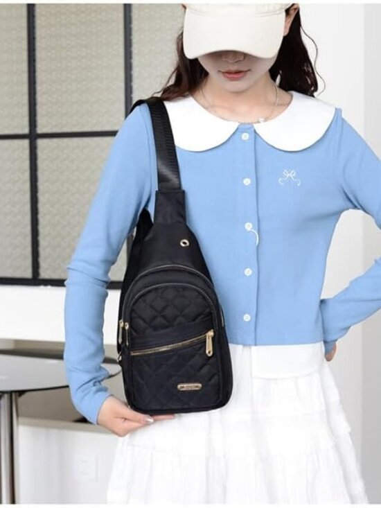 Unisex Crossbody Bag Waist Bag Chest Bag and Fashion Crossbody Black